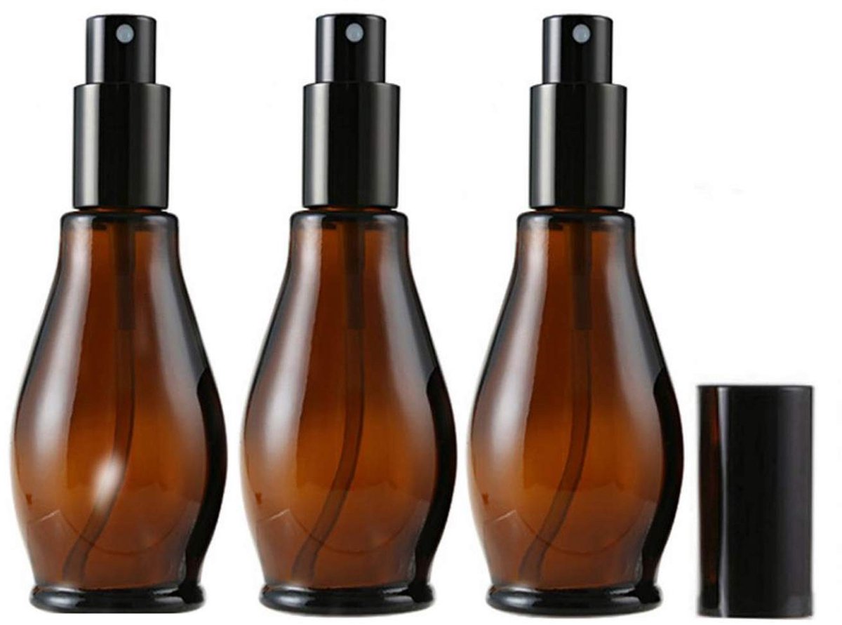 Store_7 - Amber Glazen Sprayflessen - Navulbare Fles - 50ml/100ml - Perfect voor Cosmetica - Geur en Aromatherapie - Set van 3