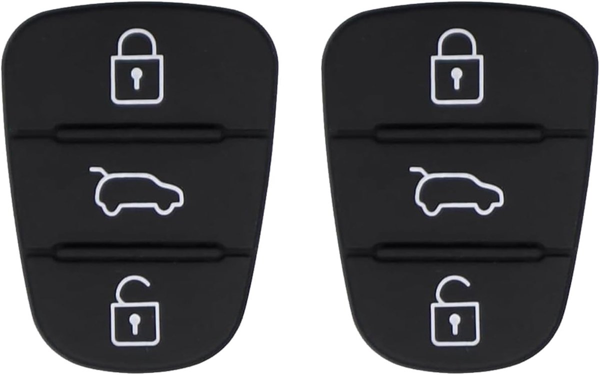 Vervangende Sleutelbehuizing met Rubber Toetsen voor Hyundai en Kia - 2 Stuks, Geschikt voor i10, i20, i30, ix20, ix35, Sportage, Ceed, Soul, Venga