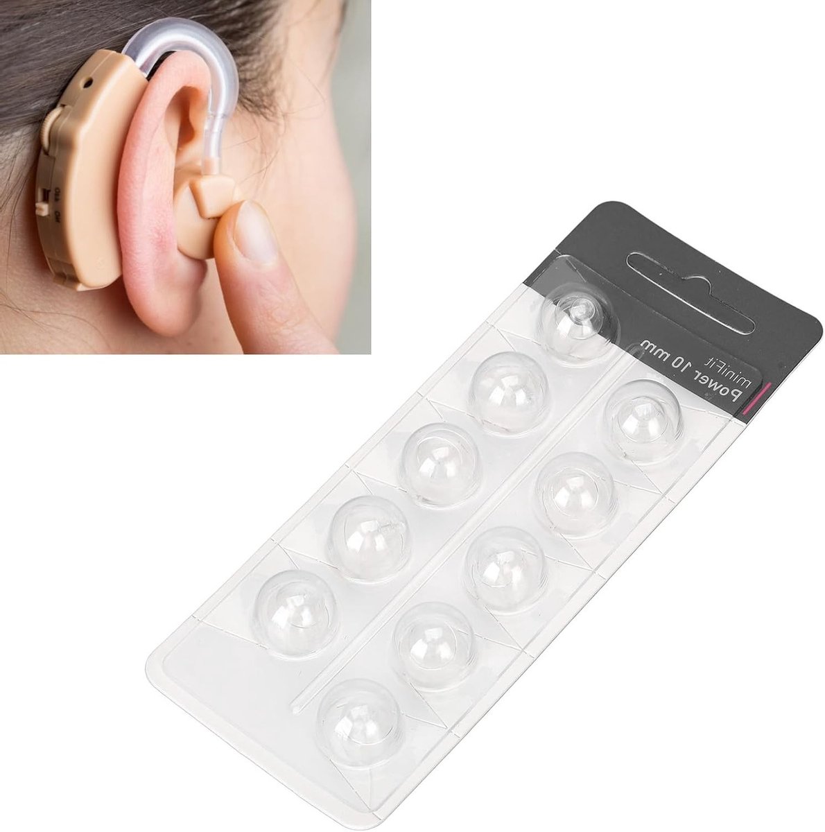 10 Stuks Oordopjes voor Gehoorapparaten - Geluidsversterker, Dubbele Laag, Sluitende Trommelkop Tips voor MiniFit Power (10mm)