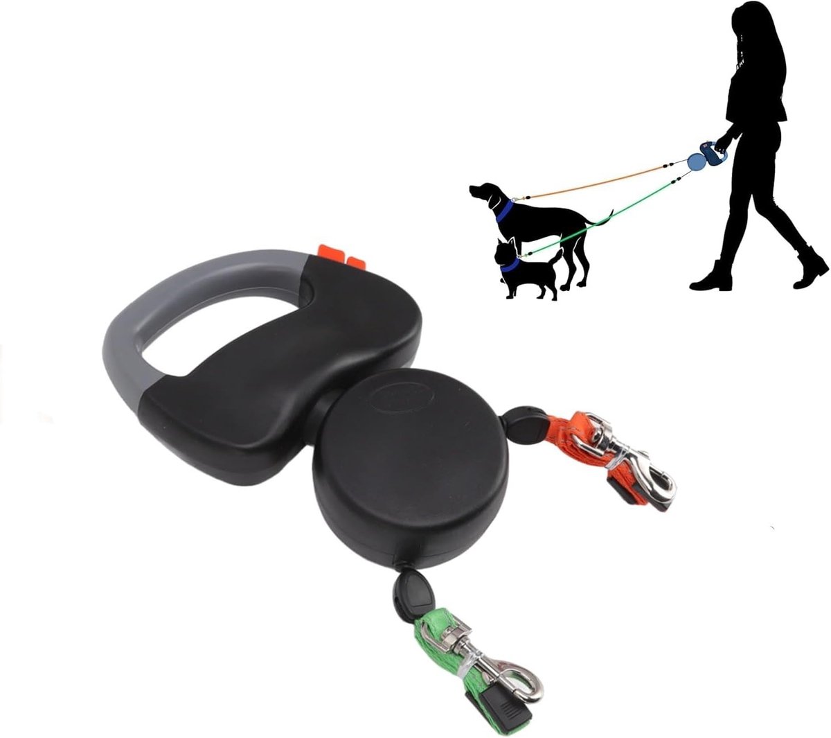 Dubbele Uittrekbare Hondenriem voor Wandelen met Kleine Honden en Katten, Automatische Rolriem, Comfortabele Grip en Duurzaam Ontwerp