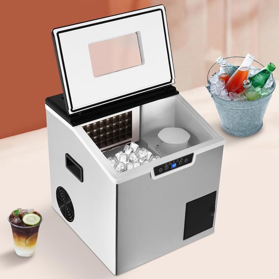 IJsblokjesmachine - IJsmaker Crushed Ice - Drankjes Koelen - 2-in-1 Functie - 30-40 kg/dag - Zwart Zilver — afbeelding 5