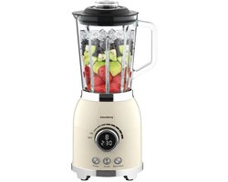 Klausberg – Blender – Smoothie Maker met LED Display – IJscrusher – Glazen Blender met 6 RVS Messen – Smoothie Blender met Timer – Keuken Blender 8 Snelheden – Crushed Ice Mixer – 1.5L – 600W – Crème