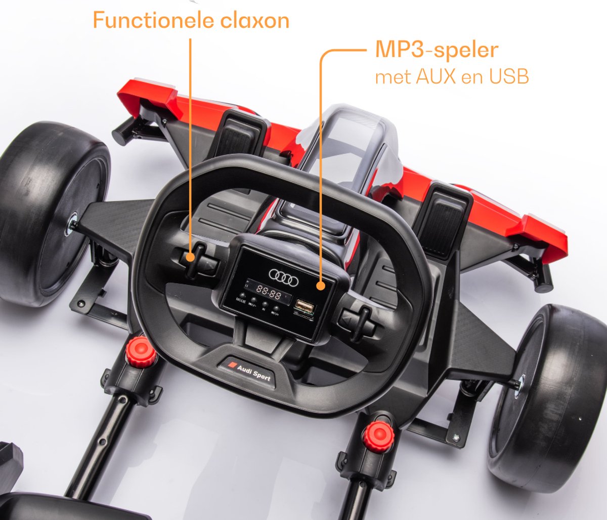 Audi Full Option Elektrische GoKart 6 tot 12 jaar – Officieel Gelicentieerde 24V Drift-Kart met Verstelbaar Frame & Bluetooth – Snelle Kinderkart met Soft-Start, LED-verlichting & EVA Voorwielen – Rood — afbeelding 12