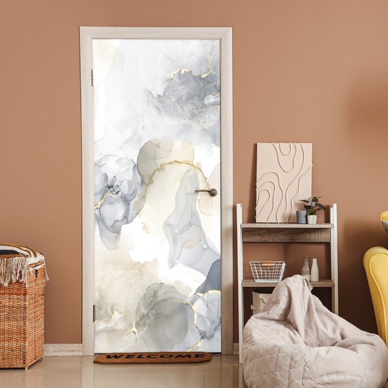 Sticker mural effet marbre - Or - Zwart - 75 x 205 cm - Affiche de porte