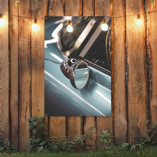 Affiche de jardin - Toile de jardin - Posters de jardin extérieur - Miroir - Voiture - Oldtimer - 80x120 cm - Jardin