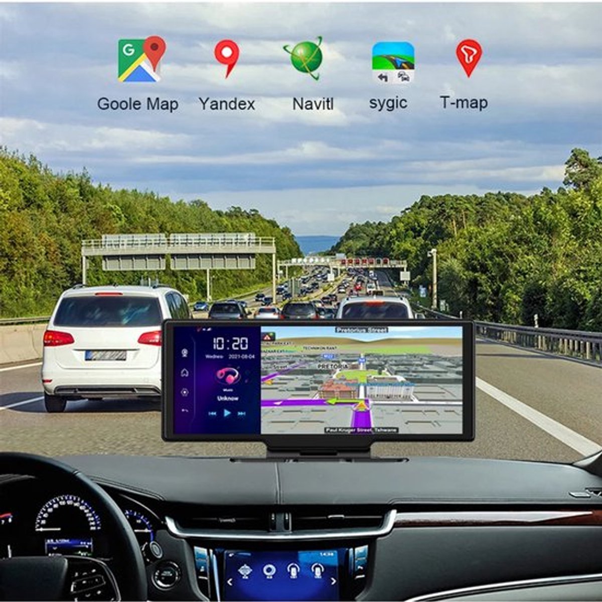 Dashcam voor Auto - 10.26” Dashcam ADAS GPS Navigatie - Android 8.1 - Remote Monitor & Rijassistentie - 2G With 10m RCC - Zwart