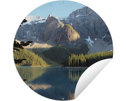 Tuincirkel Besneeuwde bergen en bossen weerspiegeld in het Moraine Lake in Canada – 150×150 cm – Ronde Tuinposter – Buiten Tuincirkel Besneeuwde bergen en bossen weerspiegeld in het Moraine Lake in Canada – 150×150 cm – Ronde Tuinposter – Buiten