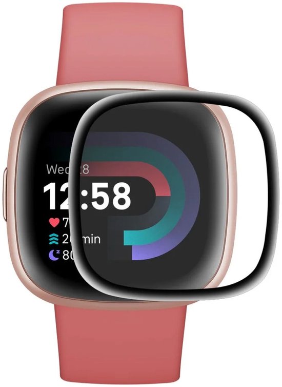 ENKAY Screenprotector 3D Curved Edges Glass Geschikt voor Fitbit Versa 4 / Fitbit Sense 2 - Beschermlaag - Volledige Bescherming