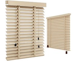 Houten Jaloezieën - Raambekleding Horizontaal - Licht en Privacy - Natuurlijk Hout - 130x200 cm - Beige