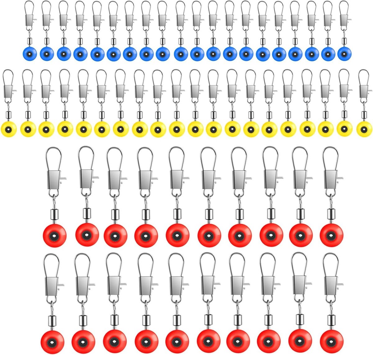 60 Stuks Vissen Verbindingen met Carabiner, Diverse Maten voor Vissers, Robuuste Swivel Clips en Hengelaccessoires