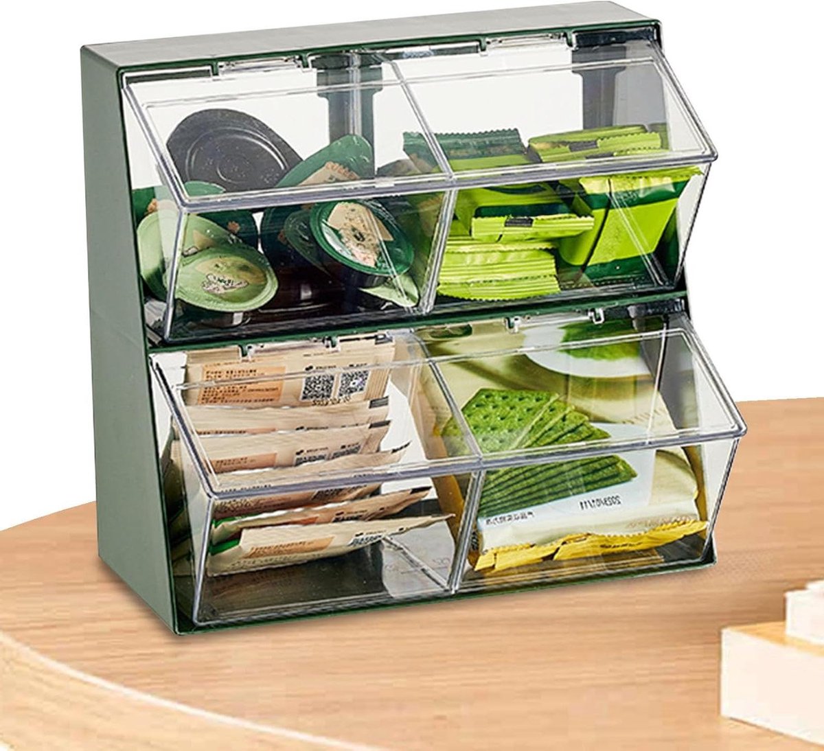 Thee Opberger - Thee Houder - Keuken Organiseren - Stapelbaar Ontwerp - 27x18x25cm - Groen