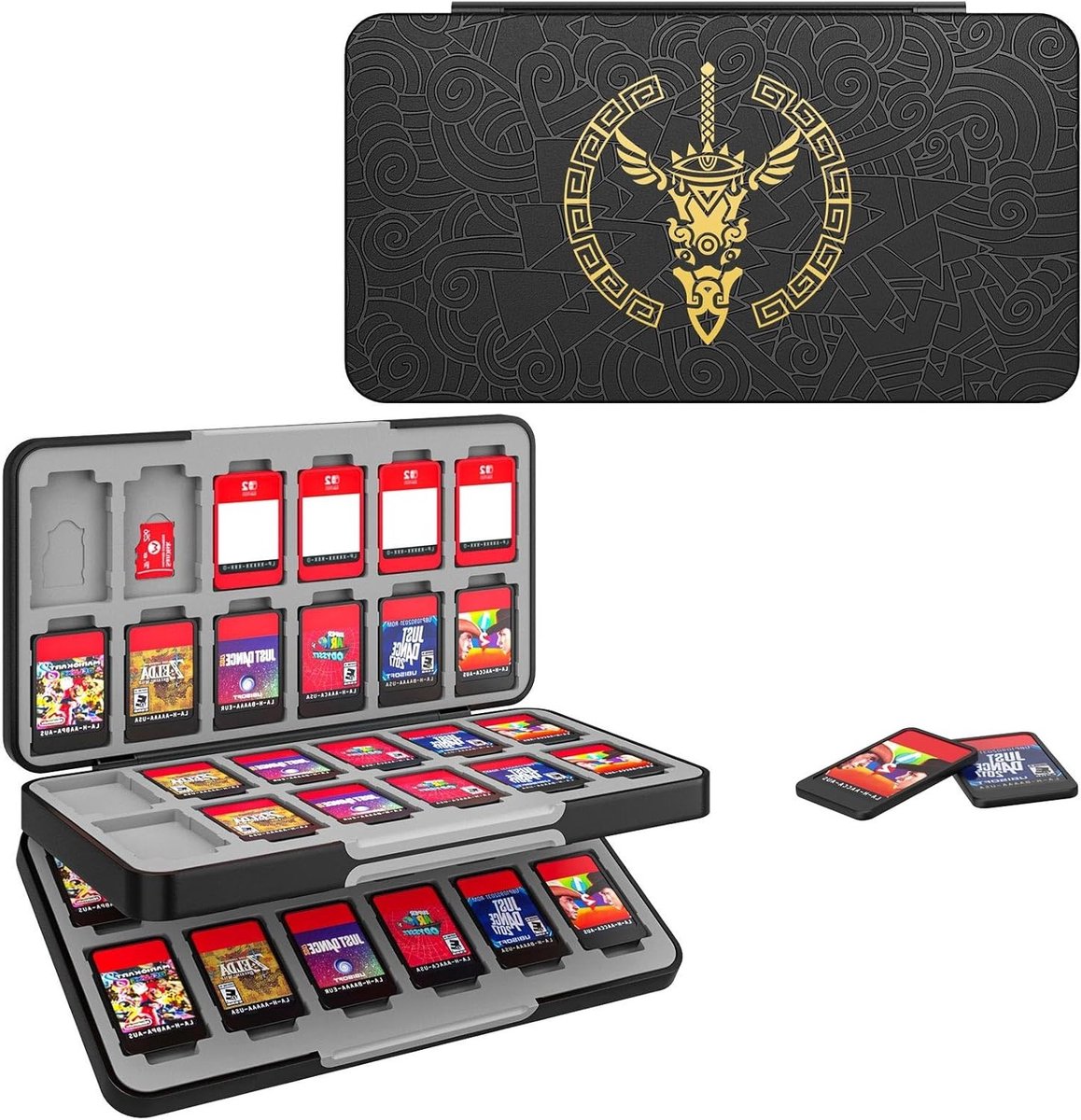 Game Card Case voor de Legend of Zelda: Tears of The Kingdom, Geschikt voor Nintendo Switch OLED/Switch, Draagbare Opbergdoos voor Spellen en Accessoires, Zwart