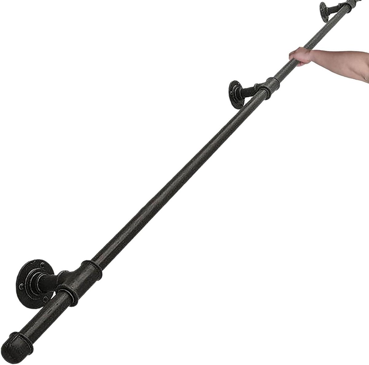 Trapleuning Set - Metalen Leuning Reling - Veilig Traplopen - Dubbele Laag Coating - 60 cm - Zwart