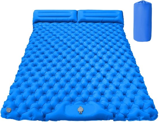 Tweepersoons Slaapmat - Luchtbed Camping - Buiten Reizen - Ingebouwde Voetpomp - 190x120x5cm - Blauw van Merkloos — afbeelding 5