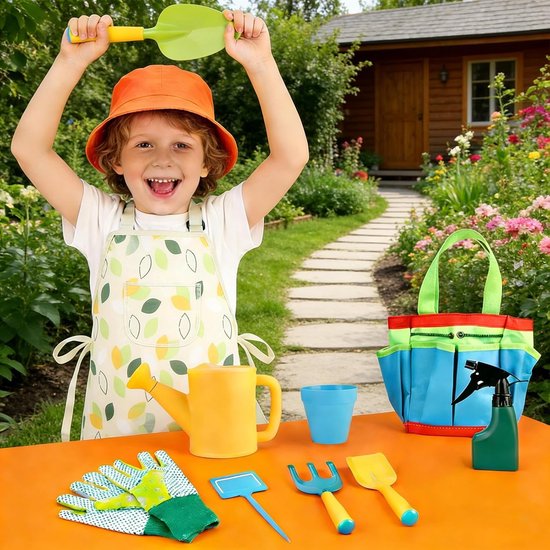 Kindertuingereedschap Set - Buitenspeelgoed Tuinieren - Kinderen Leren Tuinieren - 11 Delig Inclusief Gieter — afbeelding 5
