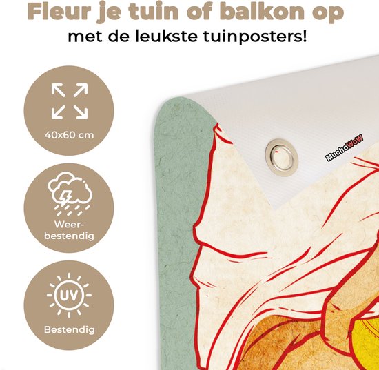 Tuinposter 40x60 cm - Tuindecoratie Vintage - Tennis - Ondergoed - Poster voor in de tuin - Buiten decoratie - Schutting tuinschilderij - Tuindoek muurdecoratie - Wanddecoratie balkondoek
