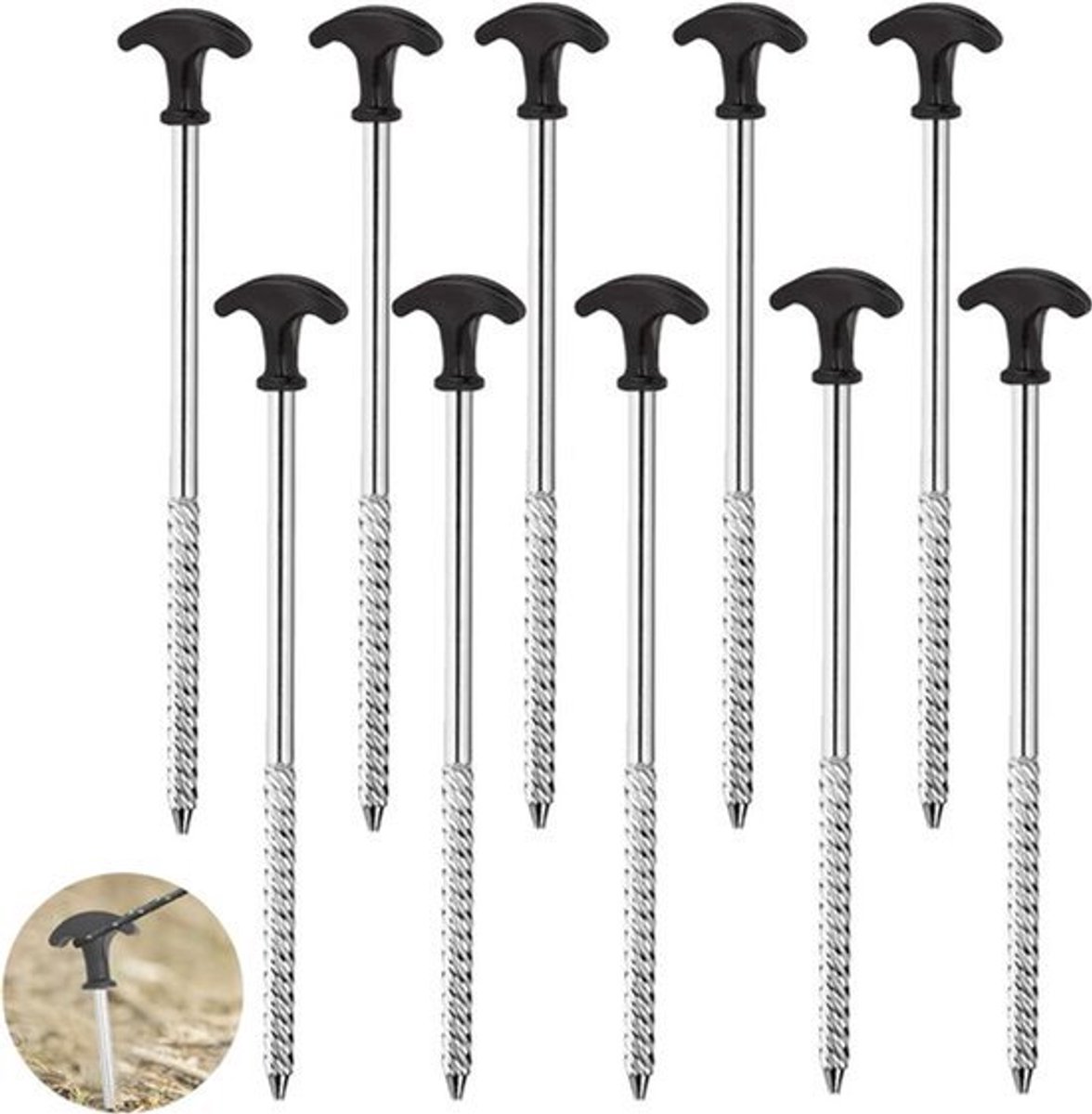 10 stuks 21 cm spiraaltentharingen voor camping en outdoor gebruik