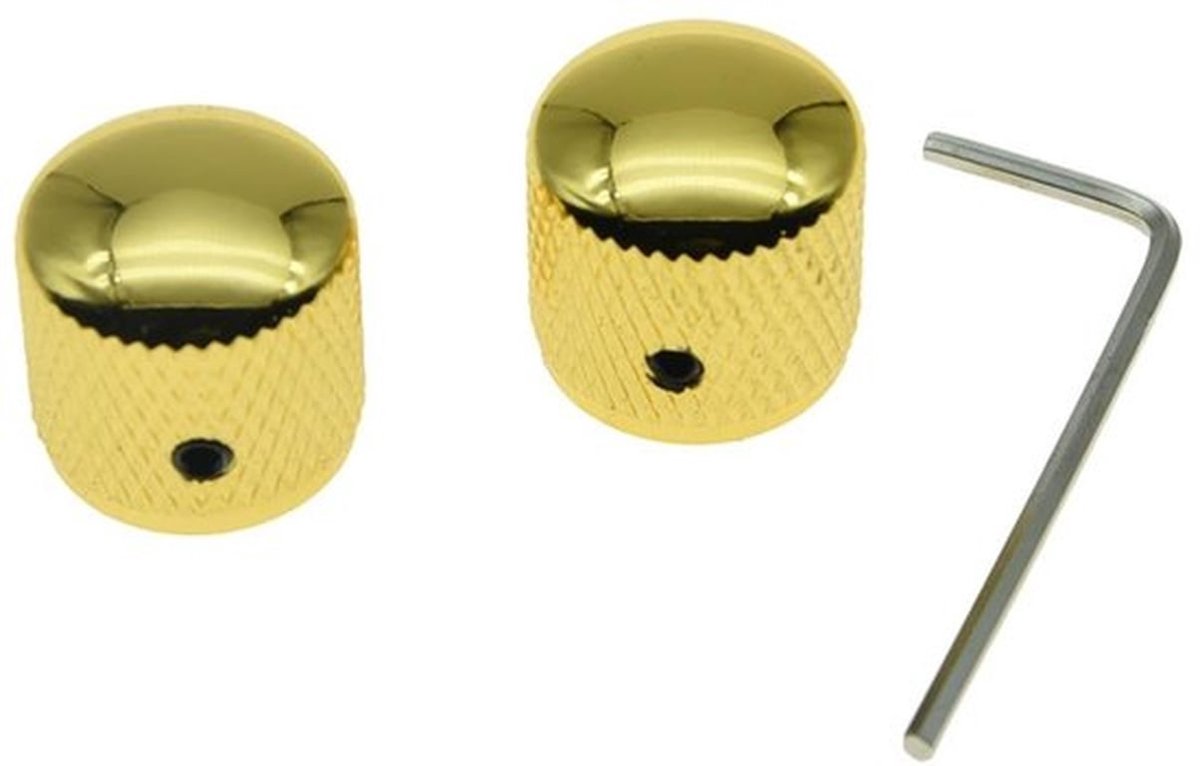 2x Chrome 20mm Set Screw P Bass Knoppen Dome voor Precision P Bass Goud