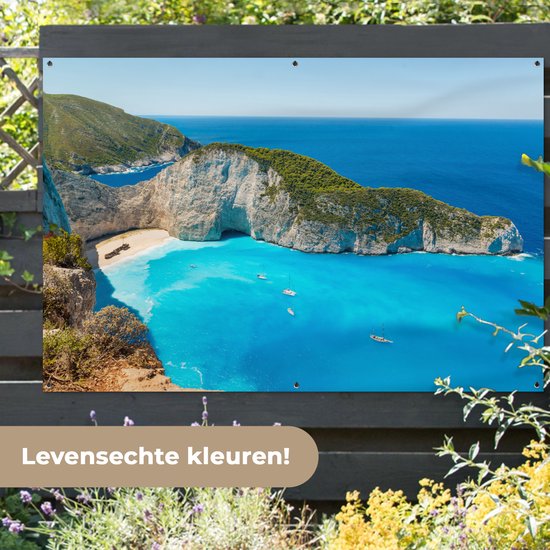 Tableau Décoration murale Vue de Shipwreck Beach un jour d'été à Zakynthos - 180x120 cm - Poster de jardin
