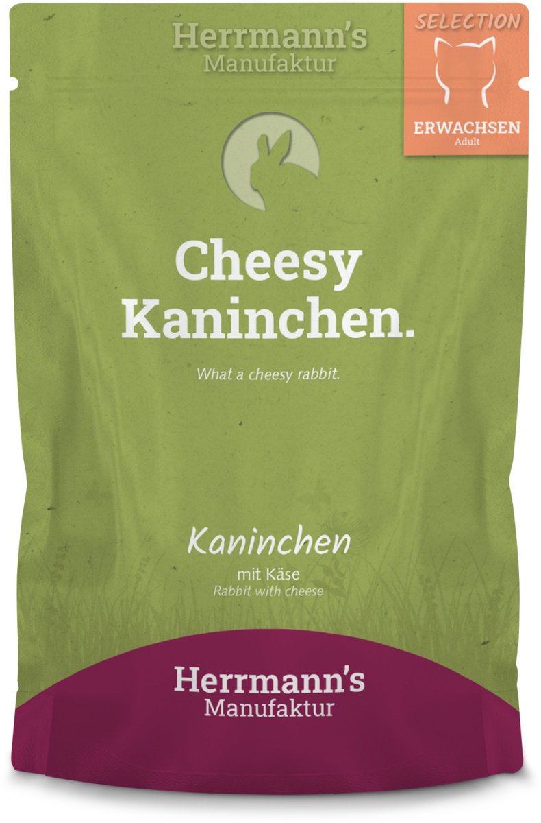 Herrmann's Selection kat Konijn met kaas 100 gr. - per 12 stuks