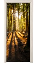 Deurposter 80x205 cm - Deursticker Zon - Bomen - Bos - Landschap - Natuur - Meubelfolie zelfklevend - Deurfolie woonkamer - Interieurfolie fotobehang - Deur plakfolie - Deurstickers - Deurbehang sticker - Kamer decoratie