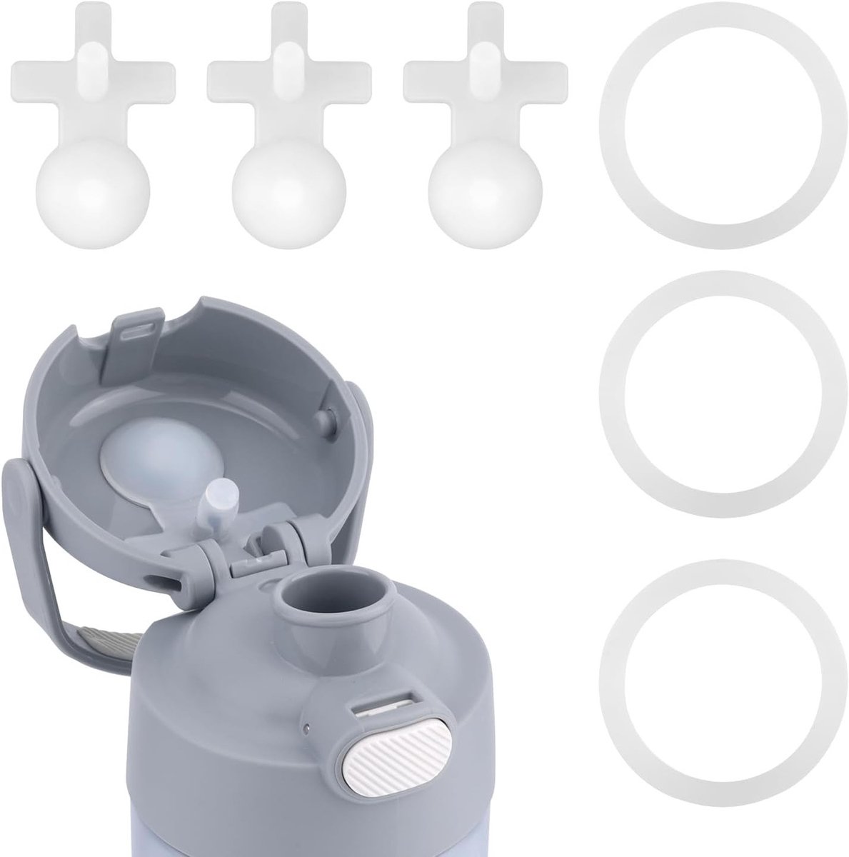 3 Vervangingsleksluitingen met 3 O-Ringen voor Thermos Funtainer 16 Oz RVS Fles, Duurzaam en Lekvrij Accessoire Set