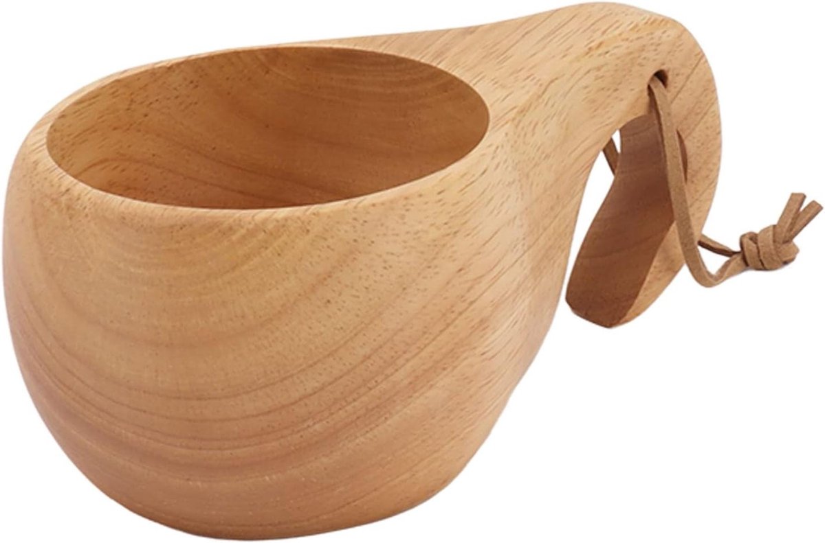 Draagbare houten mok voor buiten, Scandinavisch design, handgepolijst, ideaal voor koffie, thee en melk