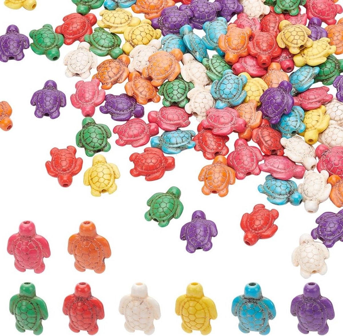 88 Stuks Turquoise Schildpad Kralen en Edelsteen Hangers voor DIY Sieraden, Armbanden en Kettingen in Diverse Kleuren
