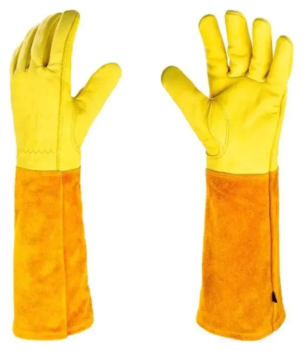 WiseGoods Premium Tuinhandschoenen Leer - Handschoen Doornbestendig Maat XL – Onderarmbescherming Voor Snoeien & Tuinieren – Geel