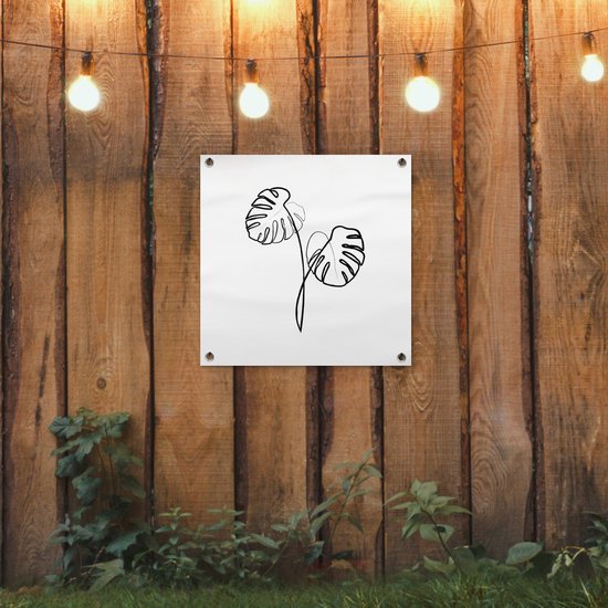 Posters de jardin Plante - Monstera - Line - 50x50 cm - Toile de jardin - Affiche d'extérieur