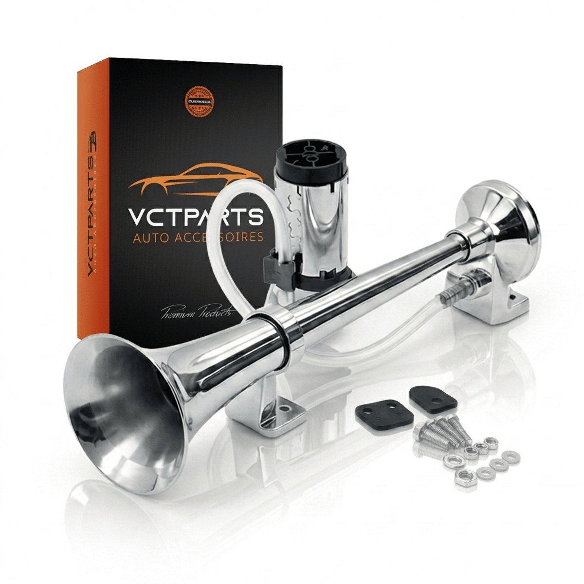 VCTparts® Treinhoorn Luchthoorn 115dB met Compressor 12V - Universele Claxon Trompet Auto Toeter Elektrische Hoorn voor SUV Camper Boot Universeel