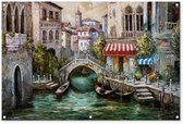 Affiche jardin - Toile jardin - Posters de jardin extérieur - Peinture - Peinture à l'huile - Water - Canal - Italie - 120x80 cm - Jardin