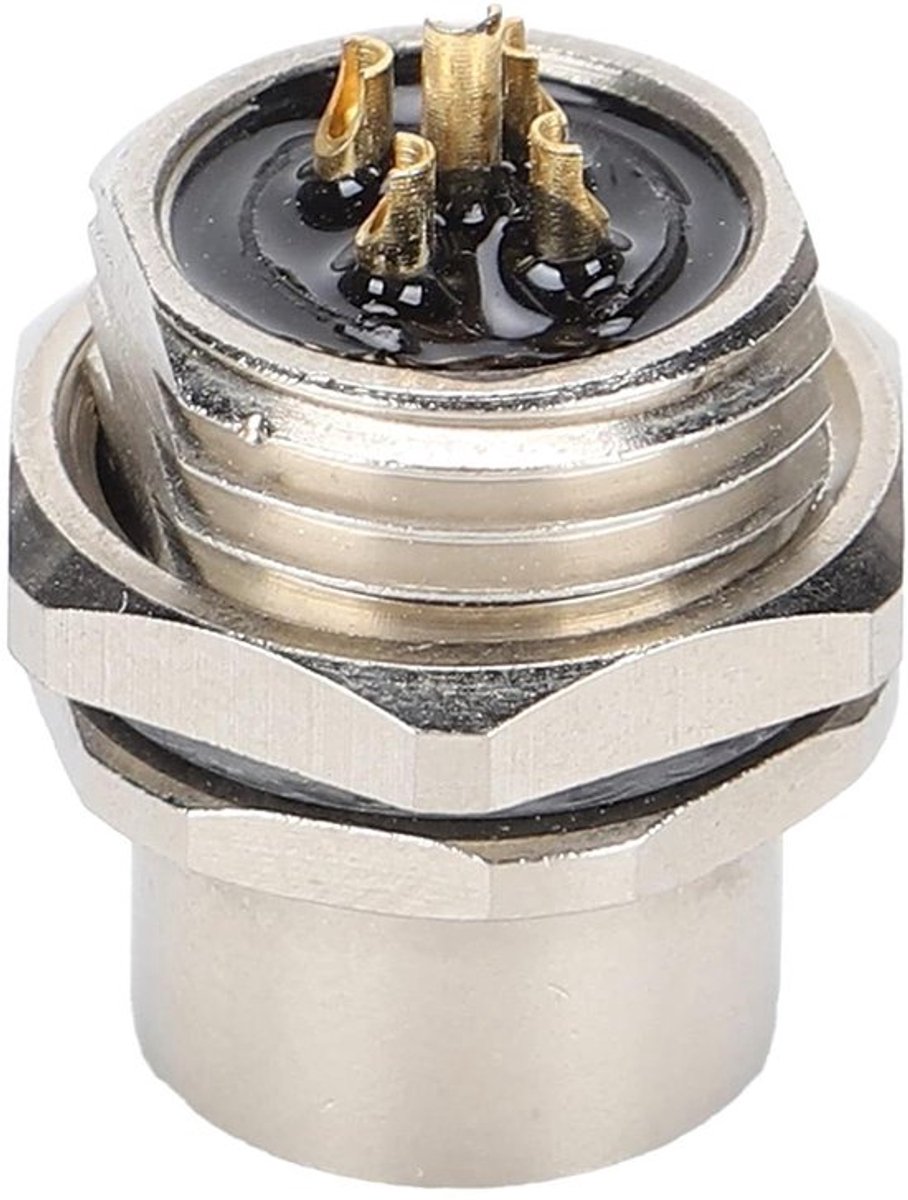Waterdichte M12-b-s5 5-pins paneelconnector met vergulde behuizing