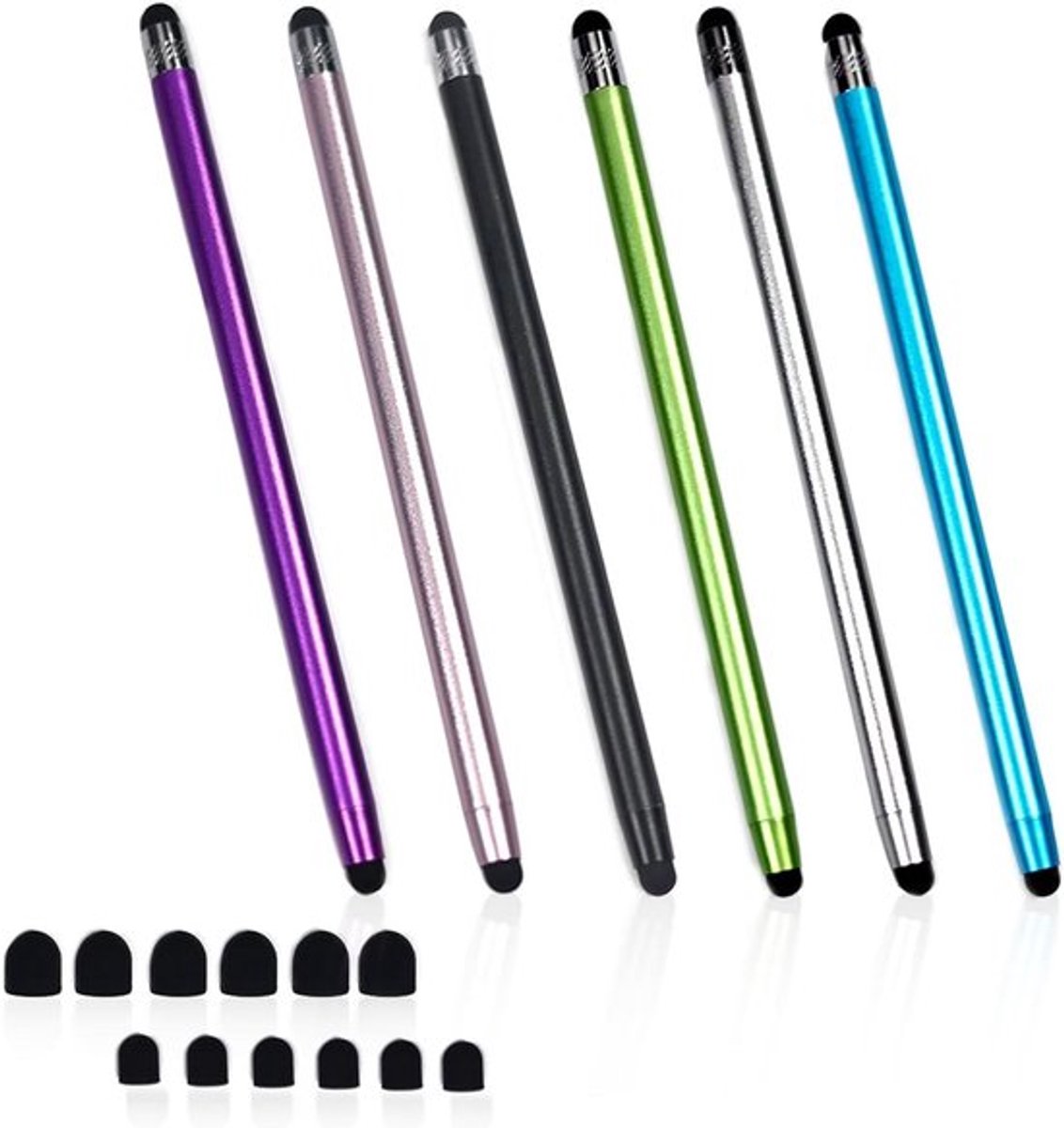 Set van 6 capacitieve metalen pennen voor tablets en smartphones