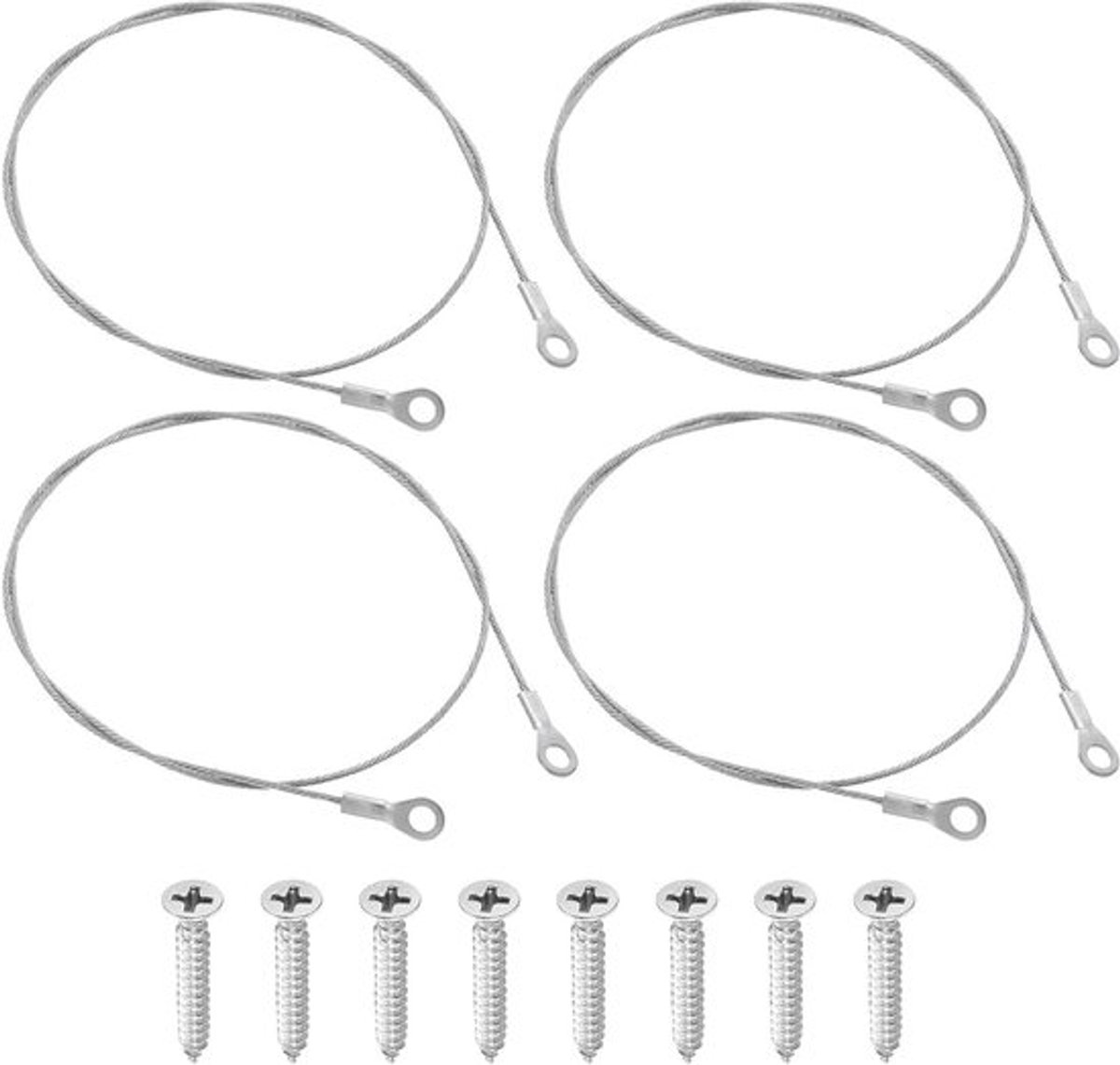 Set van 4 roestvrijstalen kabelogen, 60 cm lang voor meubel- en lampophanging