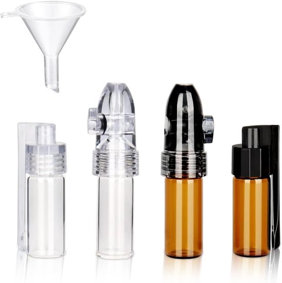 Set van 5 Mini Poeder Specerij Flessen, Snuff Dispenser met Lepel, Draagbare Kruidcontainer voor Reizen en Outdoor Activiteiten