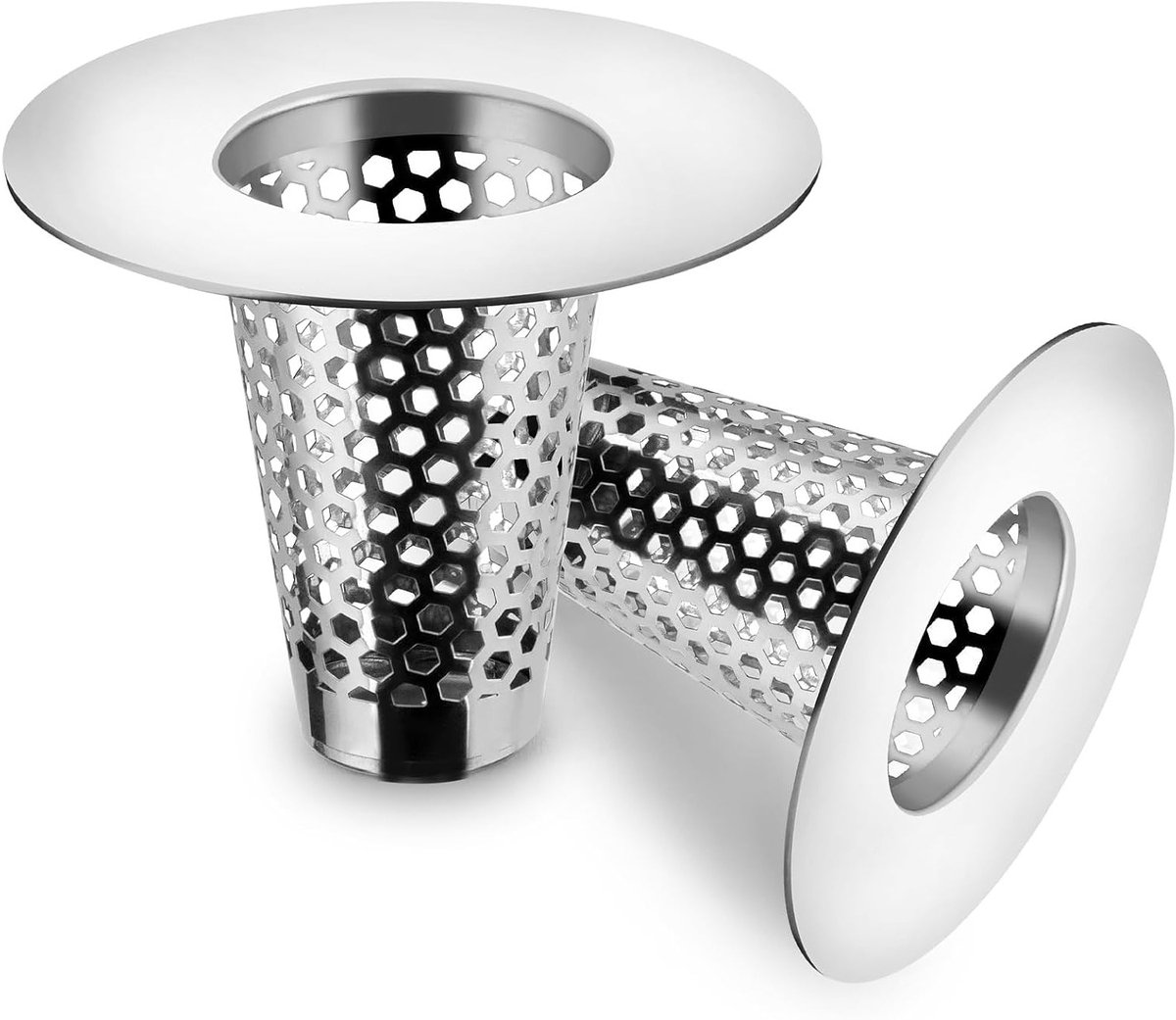 Set van 2 Conische Afvoerzeven voor 30-40 mm, Haarfilter voor Douche, Bad en Keuken, RVS Afvoerfilter voor Efficiënte Afvoer en Voorkoming van Verstoppingen