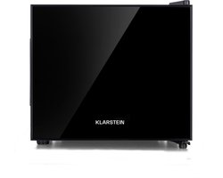 Klarstein Mini-Koelkast Frosty Vrijstaande - 10 Liter - Losse Glazen Bodemplaat - 33dB - Koele Frisheid - Voor Gastkamers Of Slaapkamers - Glansrijk - Thermo-elektrisch Koelsysteem - Spiegelglasdeur - praktisch - Elegant - Zwart
