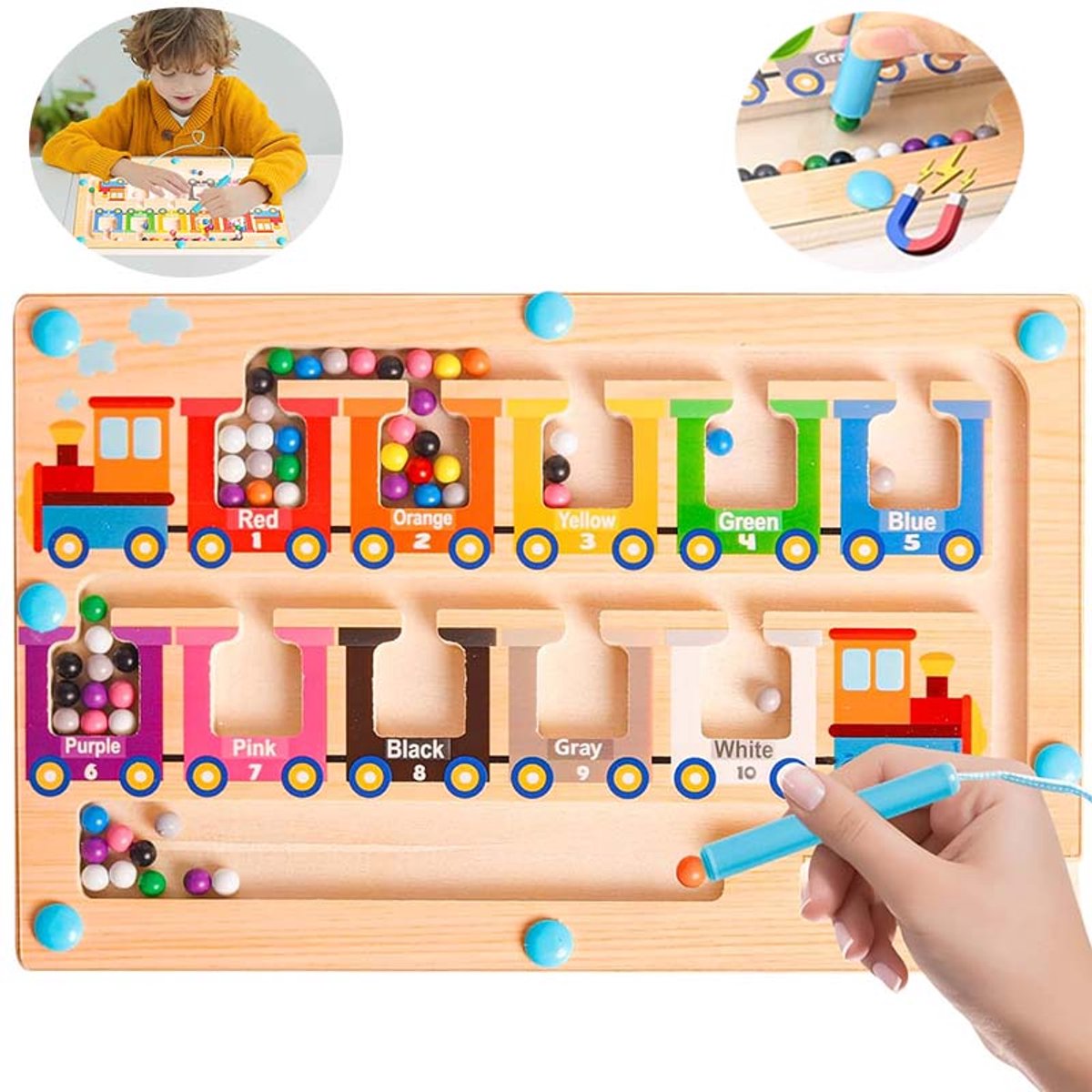 Kinderen Magnetische Houten Doolhof Speelgoed - Kleur Categorie Spelletjes - Geschikt Voor Jongens En Meisjes Ouder Dan 3 Jaar