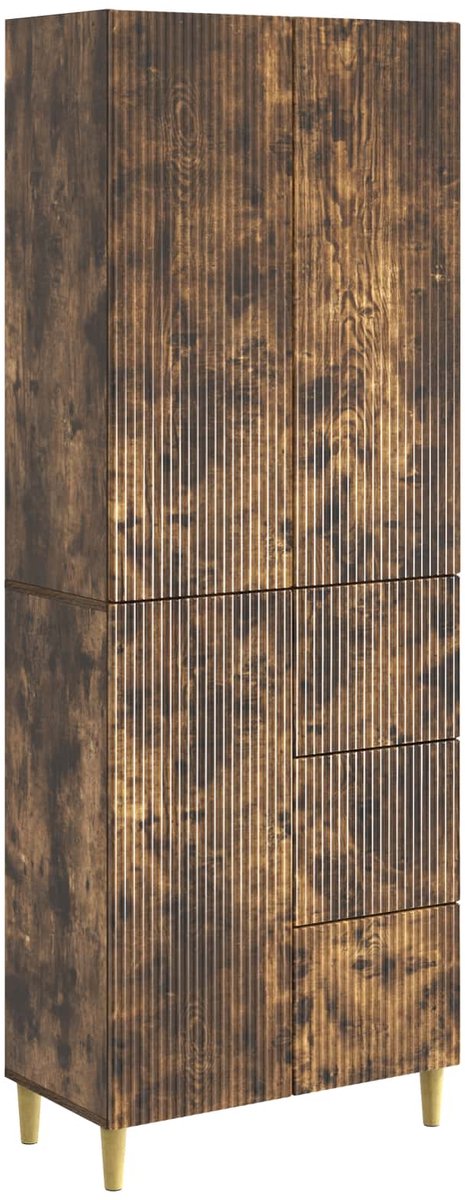 vidaXL Kast - Set - 2 - st - Gerookt - eiken - Bewerkt - hout Gerookt eiken