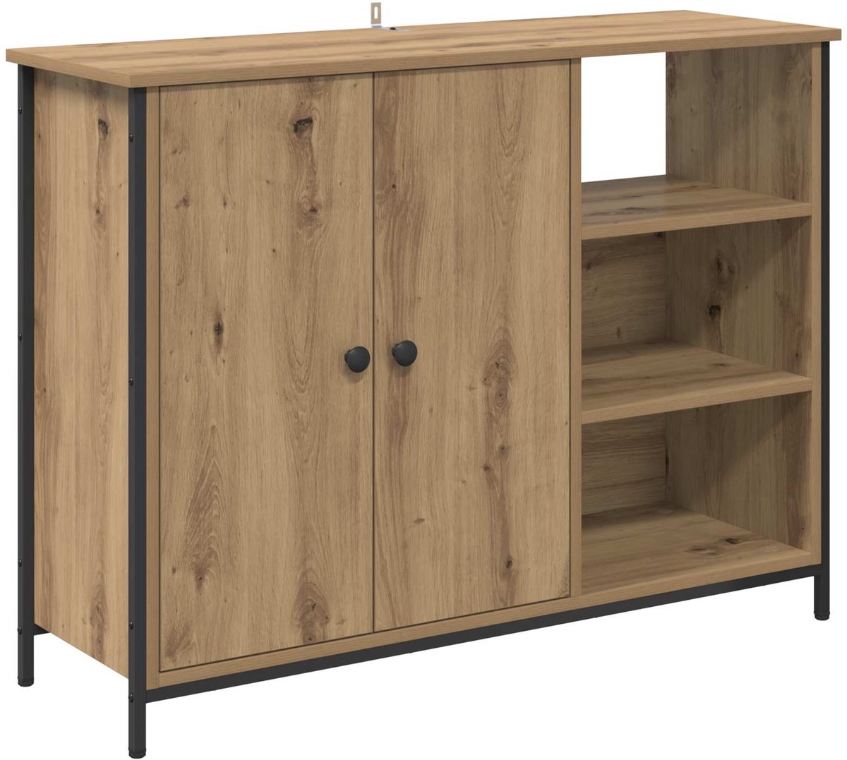 vidaXL - Dressoir - Artisan - Eiken - 100 - x - 33 - x - 75 - cm - Bewerkt - hout
