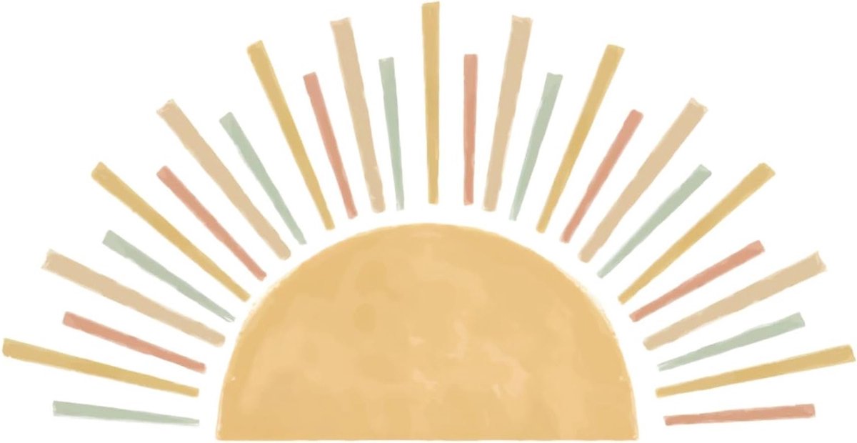 Boheemse zonsopgang muurstickers voor kinderkamer, afpellen en opplakken, kleurrijke pvc muurkunst voor een speelse inrichting