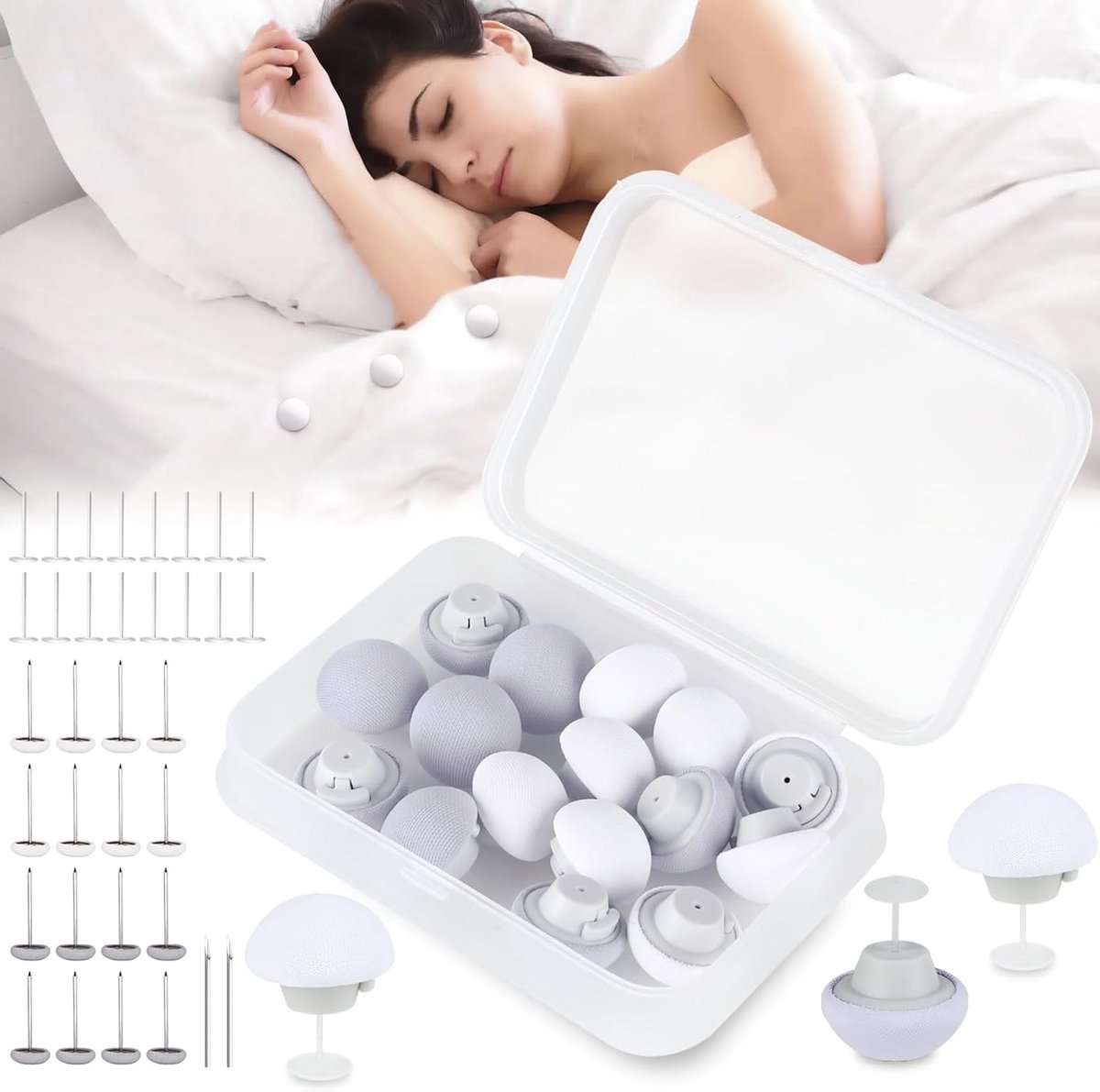 Duvet Cover Clips Set van 16 Stuks, Bed Holders en Quilt Fixing Clips voor een Netjes Bed met Wit en Grijs Design