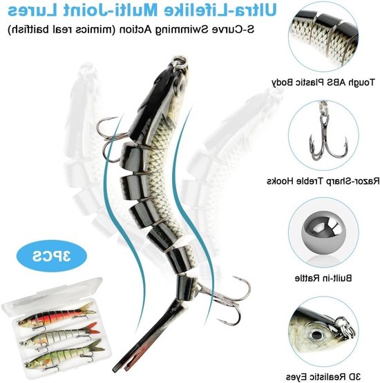 Vissen met 3 Stuks Wobblers en Dobbler Pike, Perfecte Aas voor Zoet en Zout Water, Geschikt voor Hobby- en Professionele Vissers van VISSEN — afbeelding 2