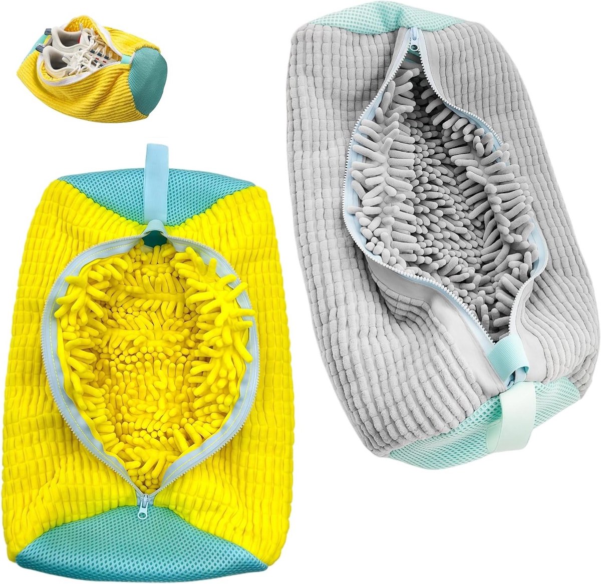 Herbruikbare Sneaker Waszak voor de Wasmachine - 2 Delen, Ideaal voor het Wassen van Schoenen, Mesh Design en Rits Sluiting