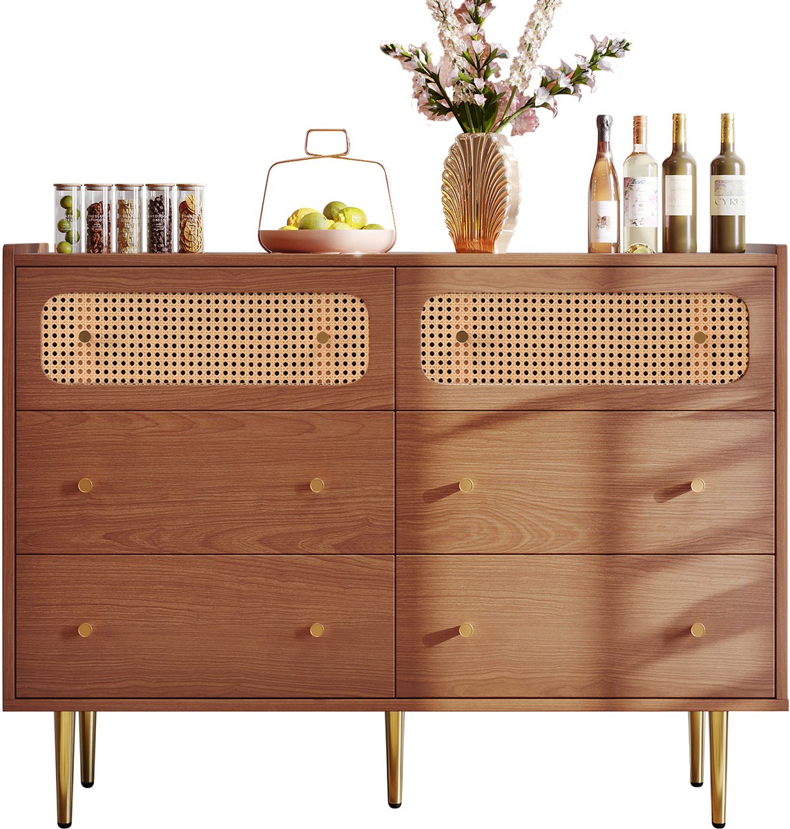 Dressoir - 120x40x90cm - Notenhout - Lades