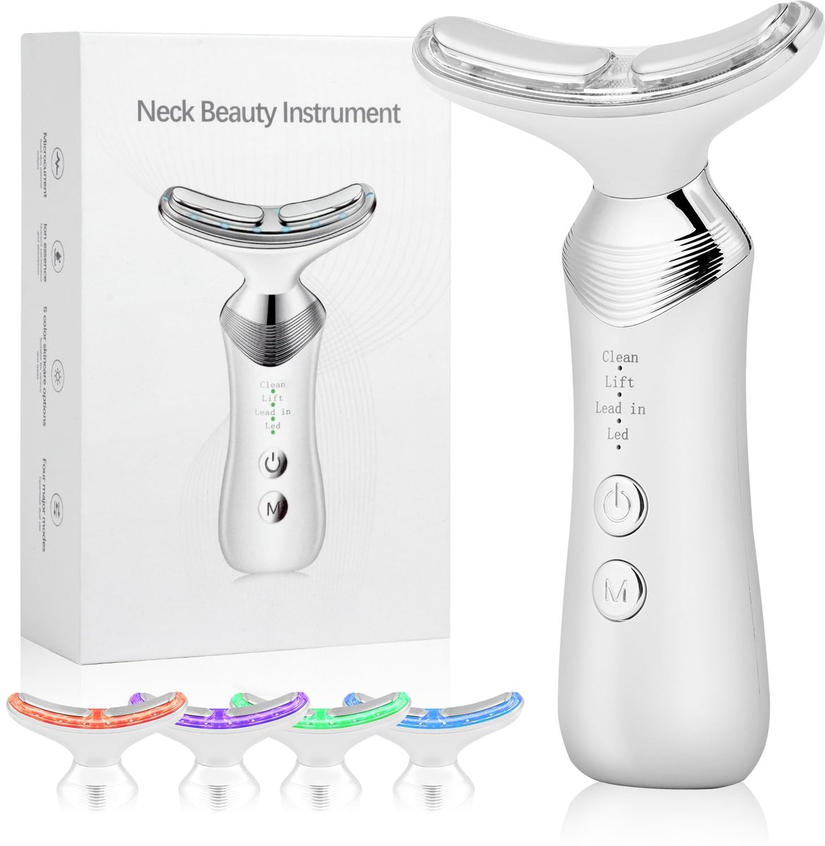 carmdering - elektrische gua sha-apparaat - Gezichtsmassager - Huidverjongingsapparaat - 5 kleuren LED, microstroom, 45°C - 4 modi, 3 intensiteiten - 1200 mAh, 2 uur gebruik - Voor gezicht en nek - Vermindert rimpels, strakker, stralender