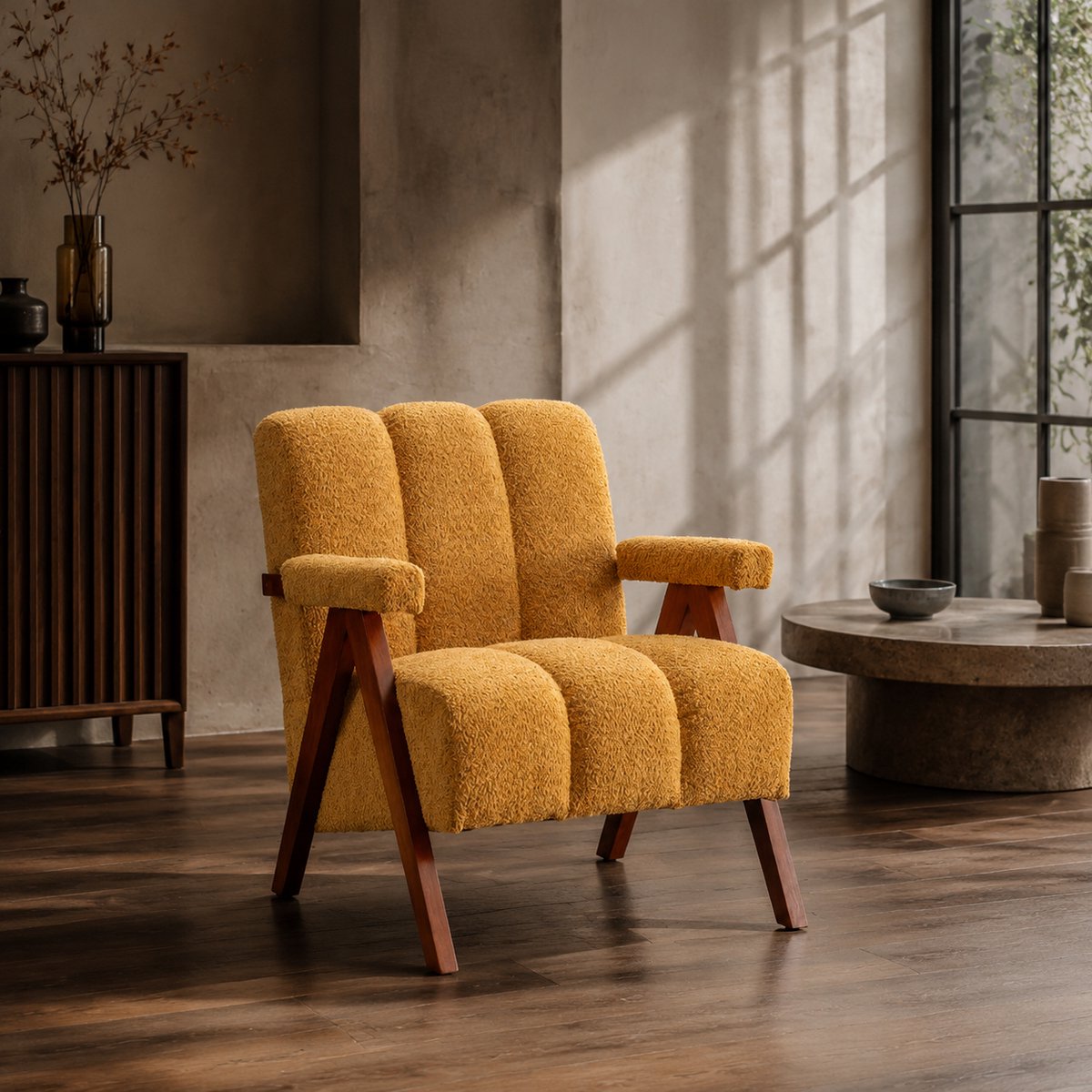 Fauteuil - Relaxstoel - Comfortabele TV-stoel - Leesstoel - Modern design - Geschikt voor de woonkamer, slaapkamer en kantoor - Geel
