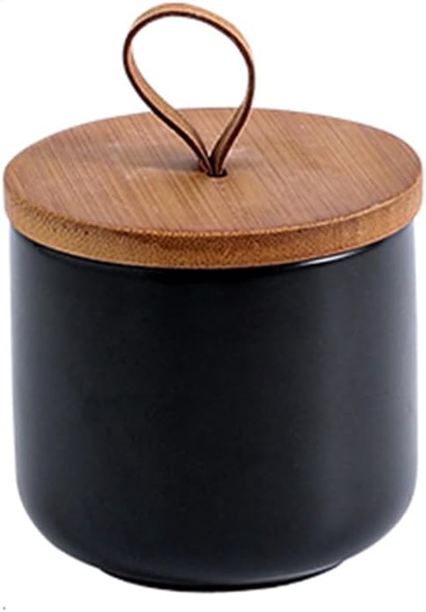 JeiibrZui Modern Keramiek Pot Met Deksel - Zwart - 260 Ml - Luchtdichte Bewaarbus Voor Koffiebonen Suiker En Thee - Stijlvolle Keukenorganisatie