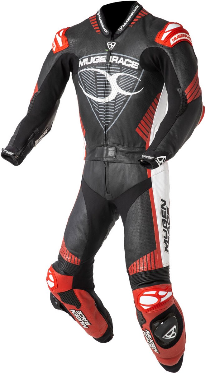 MUGENRACE Impegnato Zwart Wit Rood Geperforeerd 2-Delig Motorpak - Racepak